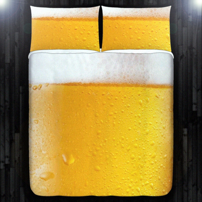 Men Drink Frothy Beer Bedding Duvet Cover Queen Comforter Etsy