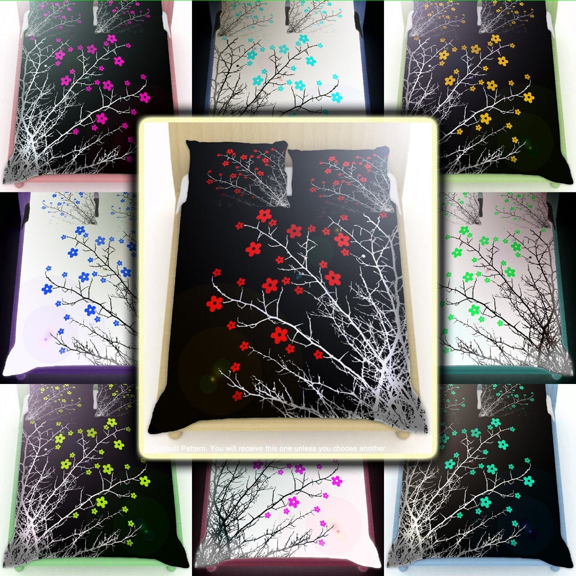 Cherry Blossom Duvet Cover Cherry Blossom Blanket Cherry Etsy