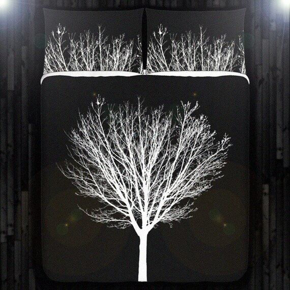Winter Tree Duvet Cover Queen White Tree Comforter King Etsy