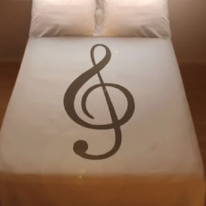 Sheet Music Bedding, Treble Clef Note Duvet Cover queen, king twin size 100% cotton bed sheet set personalized custom duvet covers boy girl image 1