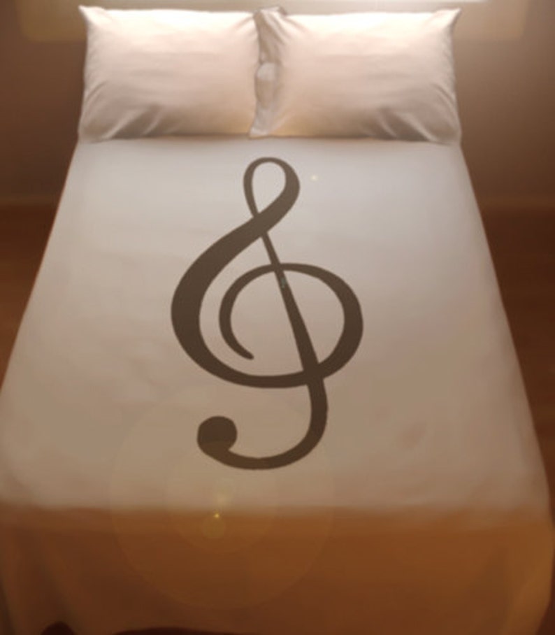 Sheet Music Bedding, Treble Clef Note Duvet Cover queen, king twin size 100% cotton bed sheet set personalized custom duvet covers boy girl image 1