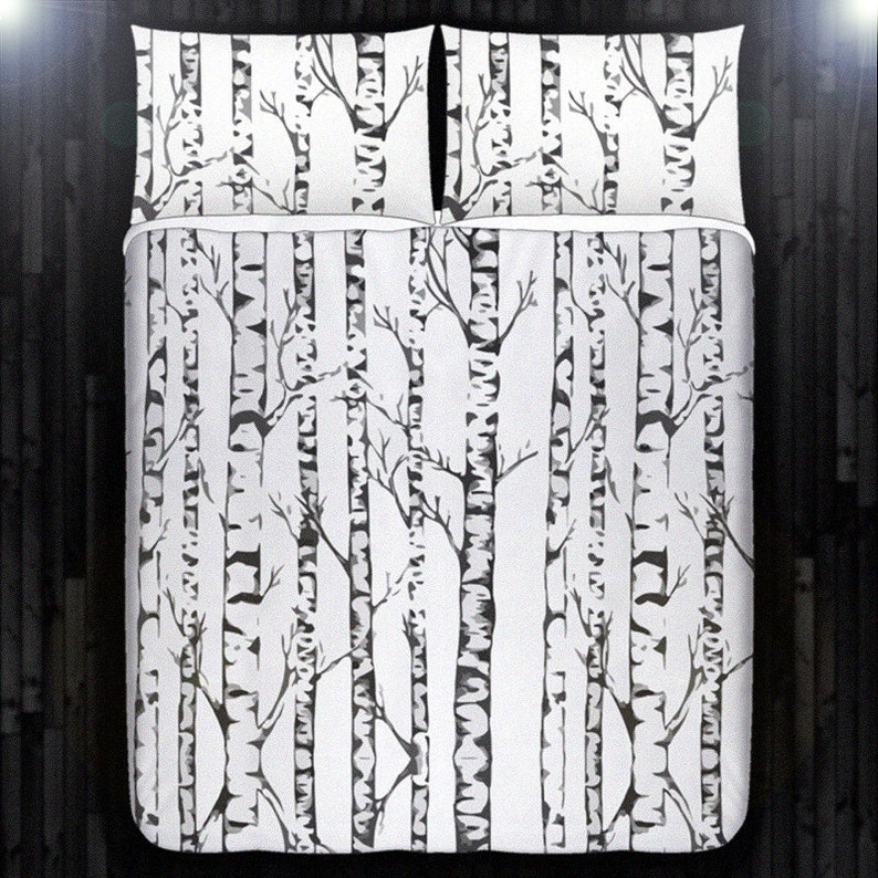 Birch Tree Bedding Duvet Cover Queen Comforter Set King Twin Etsy