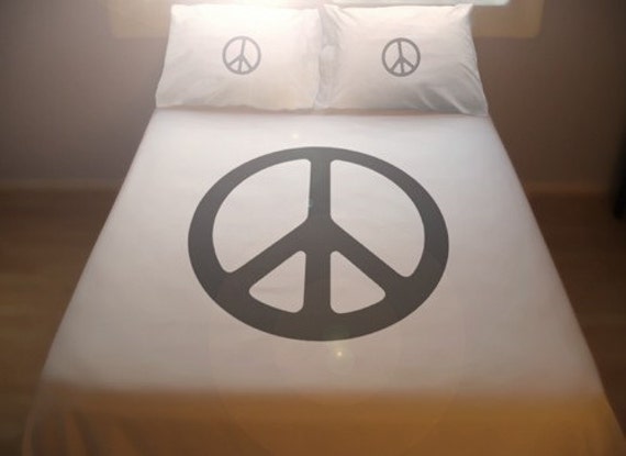 Peace Sign Bedding Symbol Hippie Duvet Cover Queen King Twin Etsy