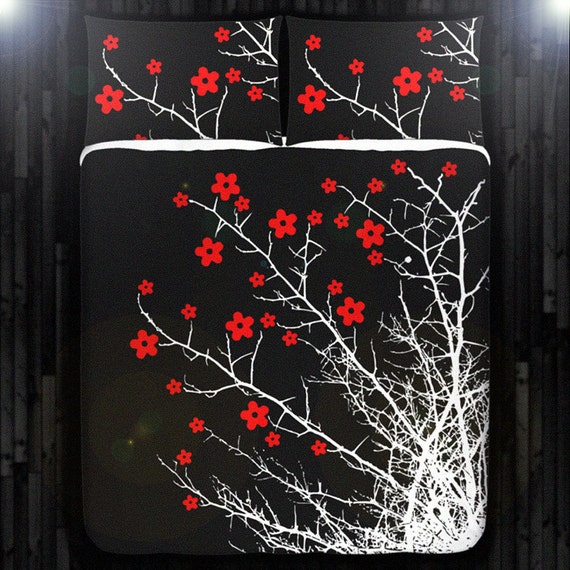 Cherry Blossom Duvet Cover Cherry Blossom Blanket Cherry Etsy