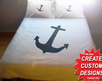 Nautical Anchor Duvet Cover queen, Bedding, Size King Twin king Bedding, twin Bedding, dorm Bedding, double cotton anchor Bedding, sheet set