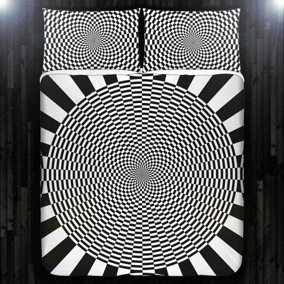 Geometric Zen Duvet Cover Queen Optical Illusion Comforter Etsy