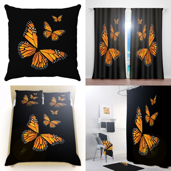 Monarch Butterfly Duvet Cover Queen, Comforter King, Butterfly Bedding Set, Butterfly Blanket, Twin XL Sheets, Baby Crib Kids Bed Covers