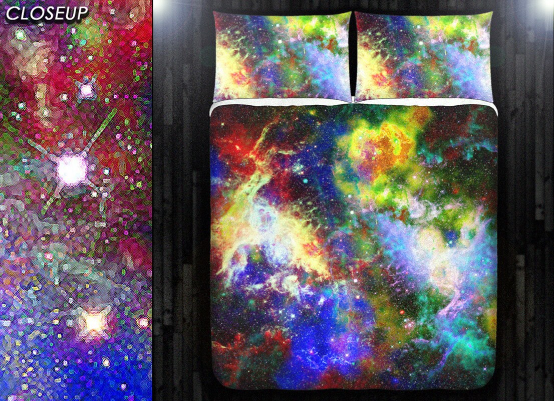 Mosaic Nebula Rainbow Space Galaxy Bedding Galaxy Duvet Cover Etsy