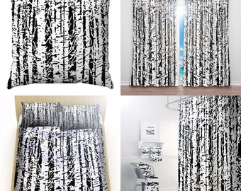 Birch Tree Duvet Cover, Birch Bedding, Birch Bark Comforter, Birch Blanket, Twin Queen King Size Daybed Covers