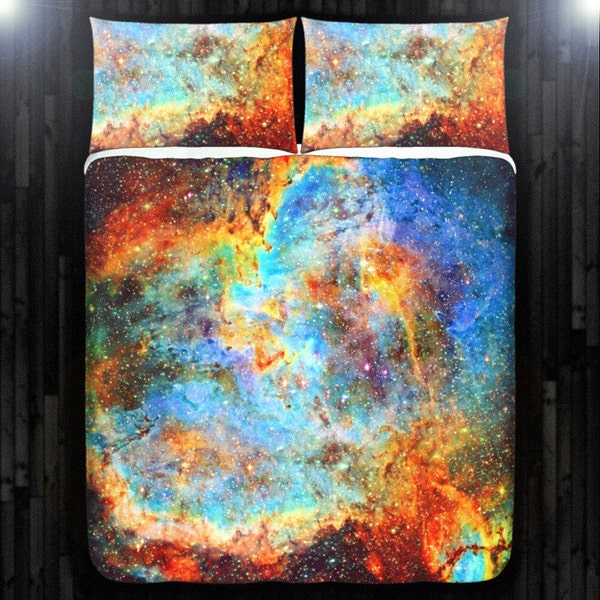Cosmos Duvet Cover, Space Nebula Blanket, Outer Space Bedding, Space Gas Comforter, Twin XL Queen King Size Daybed Covers