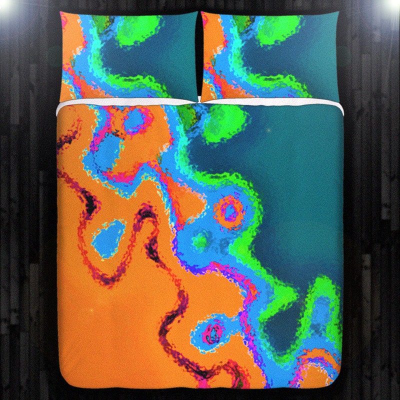 Lagoon Coral Reef Orange Teal Bedding Duvet Cover Queen Etsy