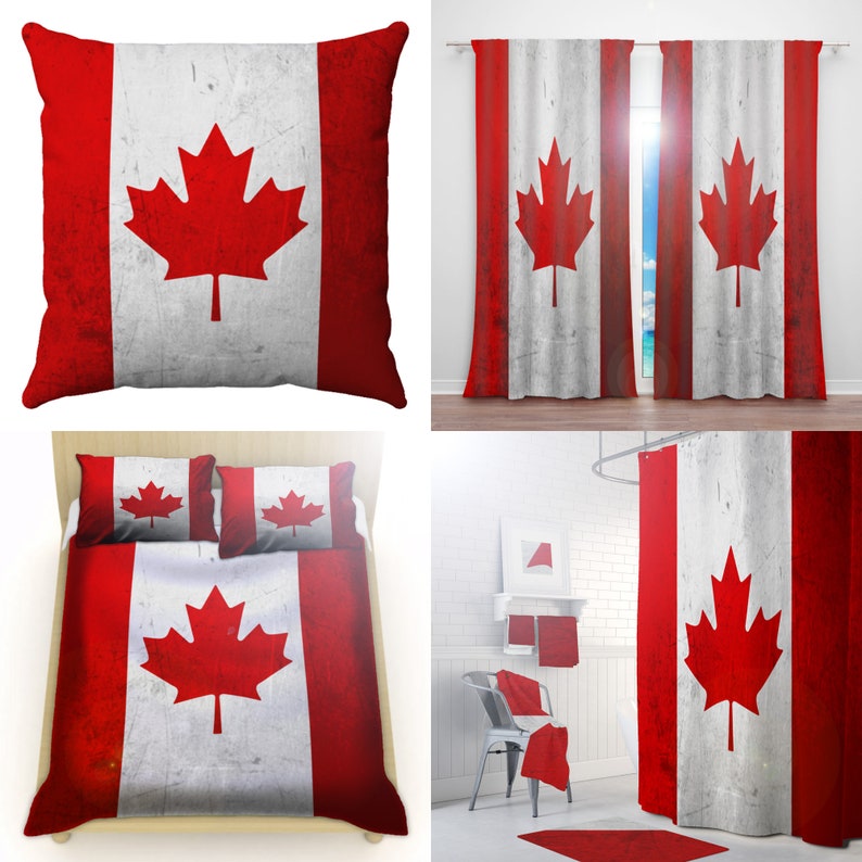 Canada Flag Duvet Cover Queen Red Maple Leaf Comforter King Etsy