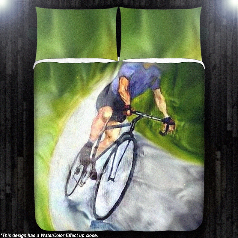 Cyclist Duvet Cover Queen Bicycle Comforter King Cycling Etsy