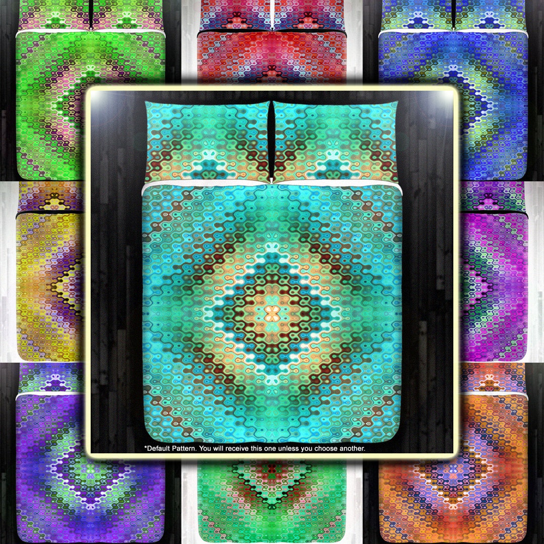 Teal Turquoise Duvet Cover Queen, Blue Mandala Comforter King, Boho