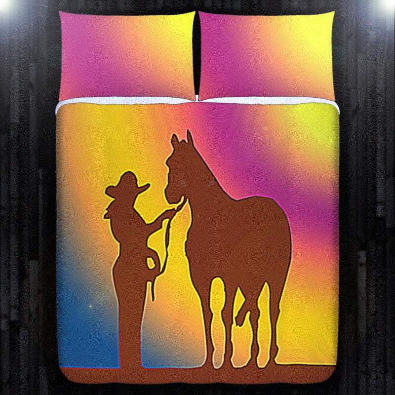 Sunset Cowgirl Bedding Western Horse Duvet Cover Queen 50