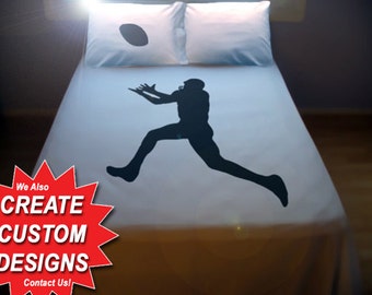 Football Bedding, Rugby Duvet Cover queen, king twin size 100% cotton bed sheet set, personalized custom duvet covers boy girl bedroom