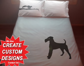 Custom Breed Dog Duvet Cover Squirrel Bedding, Sheet Set twin king queen size pitbull terrier bulldog basset hound black labrador great dane