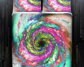 Whirlpool Galaxy Duvet Cover, Spiral Galaxy Blanket, Black Hole Space Bedding, Outer Space Comforter, Twin XL Queen King Size Daybed Covers