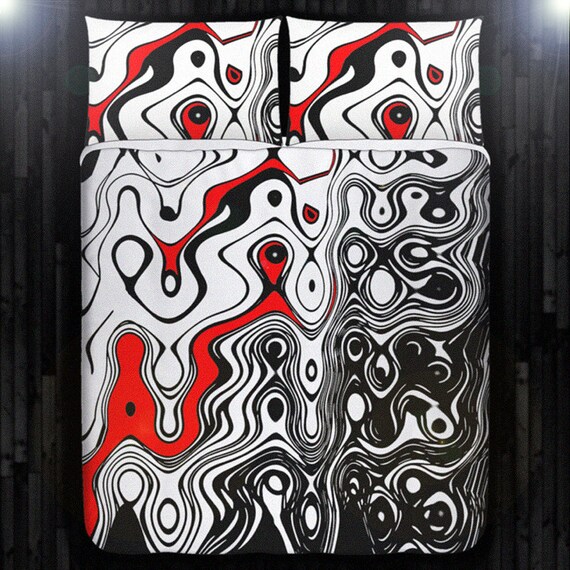 Chic Dali Duvet Cover Black White Red Blanket Modern Dali Etsy