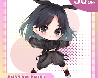 Ilustración de personaje de anime o arte chibi personalizado