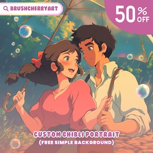 Custom Ghibli-Style Art | Anime Portraits for Couples | Families & Pets | Anime From Photo | Personalized Anime | Mother Day Gift