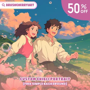Custom Ghibli-Style Art | Anime Portraits for Couples | Families & Pets | Anime From Photo | Personalized Anime | Mother Day Gift