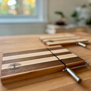 Handcrafted Hardwood Cheese Slicer | Food-Safe Wooden Cutting Board with Wire Cutter