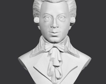 Wolfgang Amadeus Mozart Bust, 3D Printed Mozart,  3D Printed Sculpture, Size & Colour Options, Custom 3D Printing