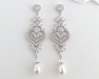 Crystal Bridal Earrings, Long Drop Earrings, Statement Bridal Earrings, Wedding Jewelry, Chandelier Wedding Earrings, Rosa