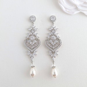 Crystal Bridal Earrings, Long Drop Earrings, Statement Bridal Earrings, Wedding Jewelry, Chandelier Wedding Earrings, Rosa