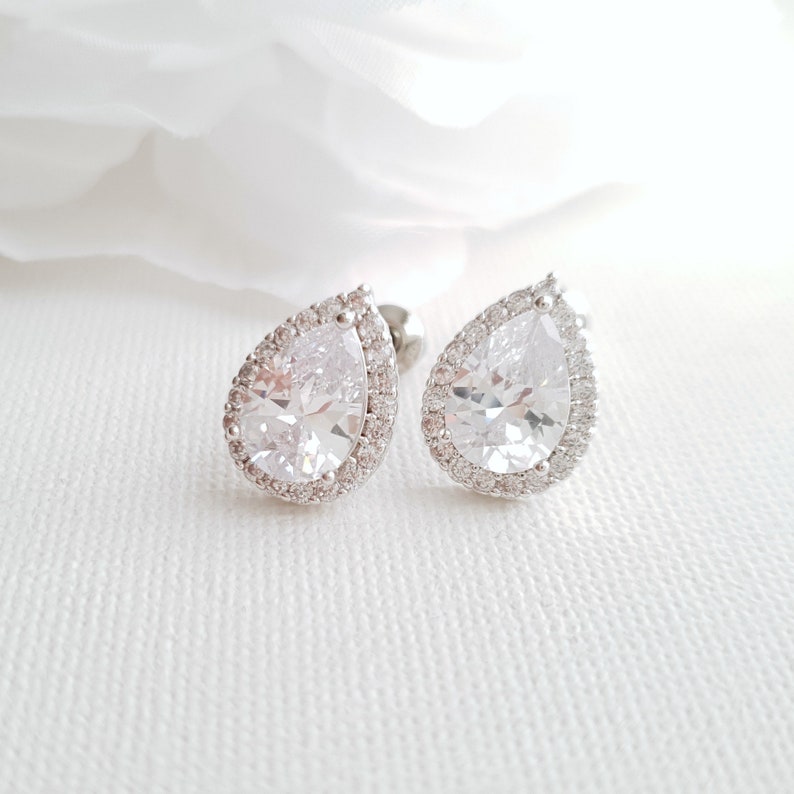 Crystal Stud Earrings Bridal Earrings Wedding Stud Earrings Etsy