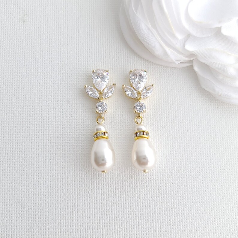 Gold Bridal Earrings Wedding Jewelry Crystal Wedding Earrings - Etsy