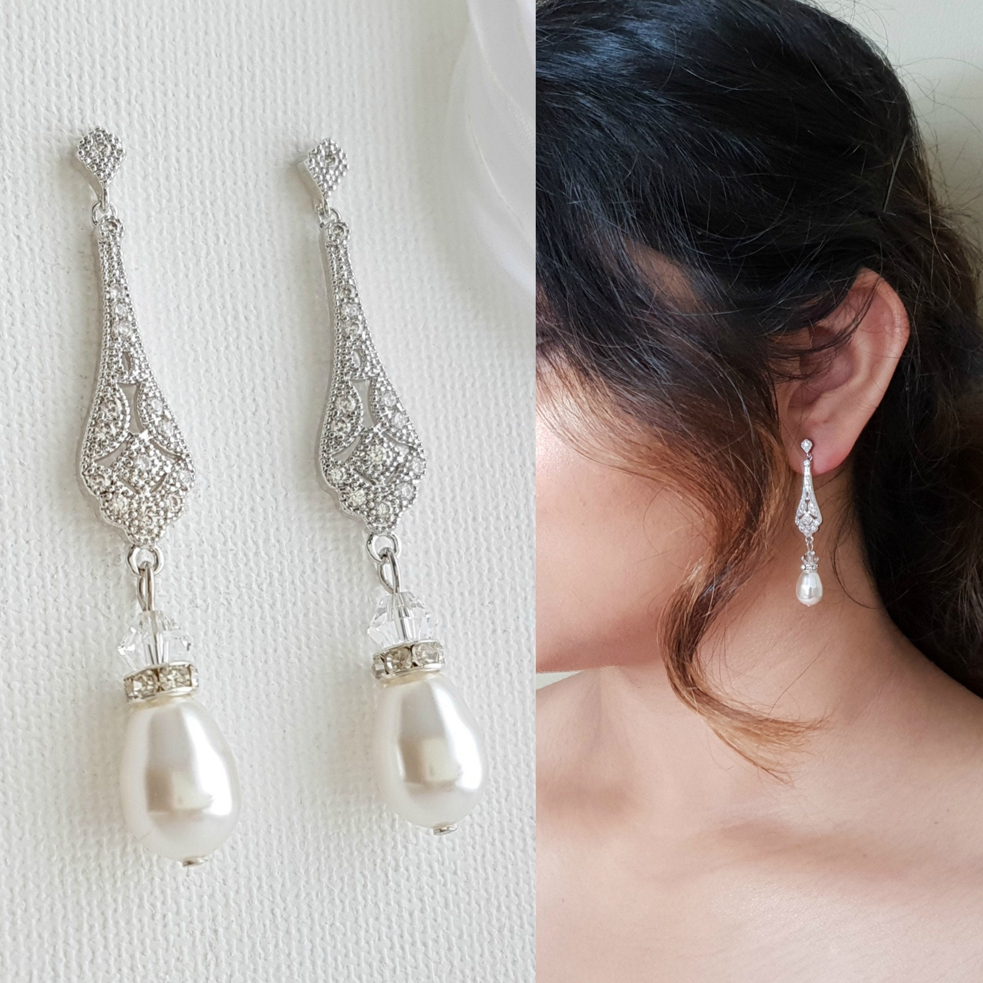 Vintage bridal earrings uk Clearance