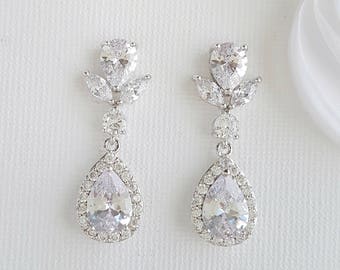Crystal Bridal Earrings, Wedding Earrings, Crystal Teardrop Earrings, Wedding Jewelry, Rose Gold Earrings, Bridal Jewelry, Emma