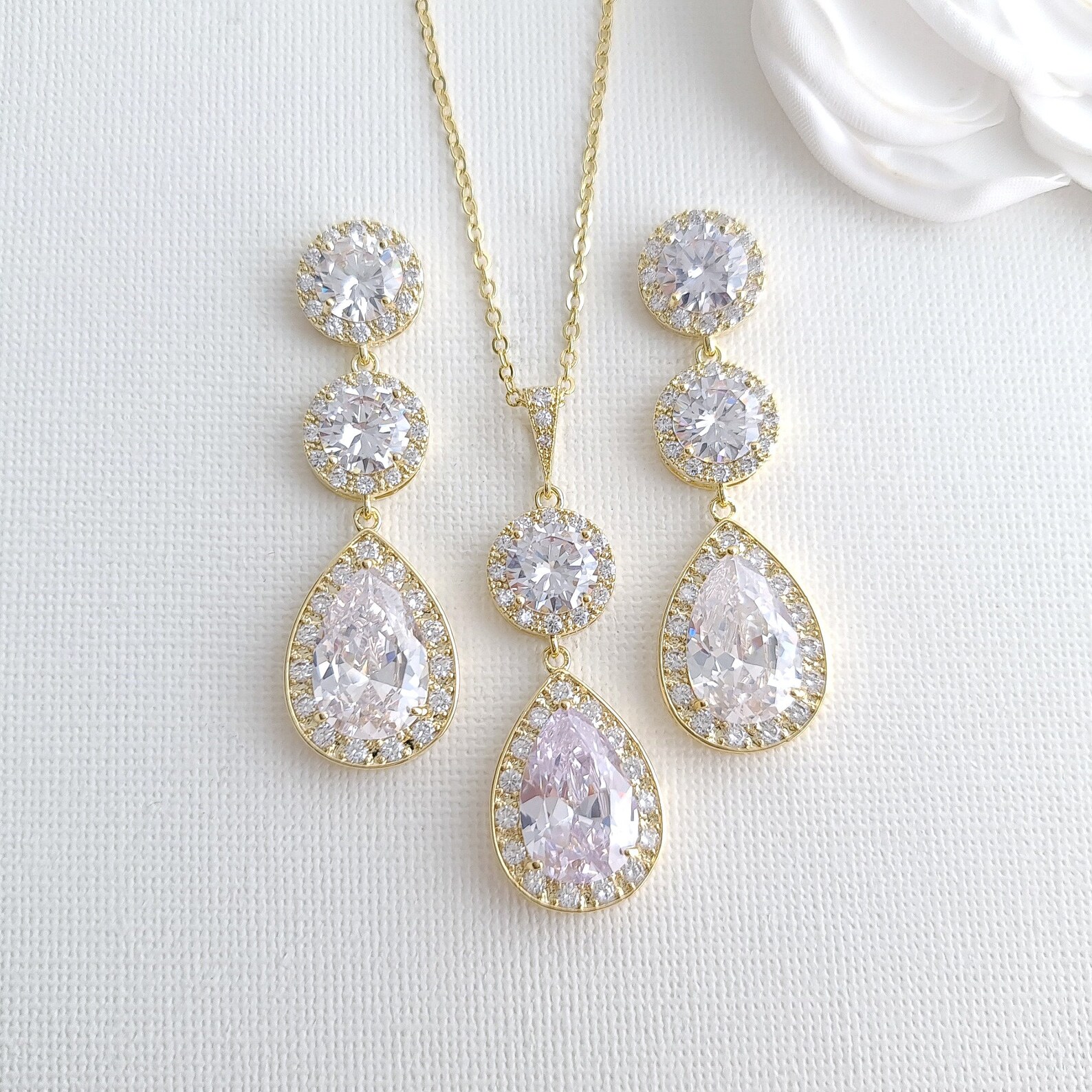 Crystal Bridal Oorbellen Lange Bruiloft Oorbellen en ketting Etsy