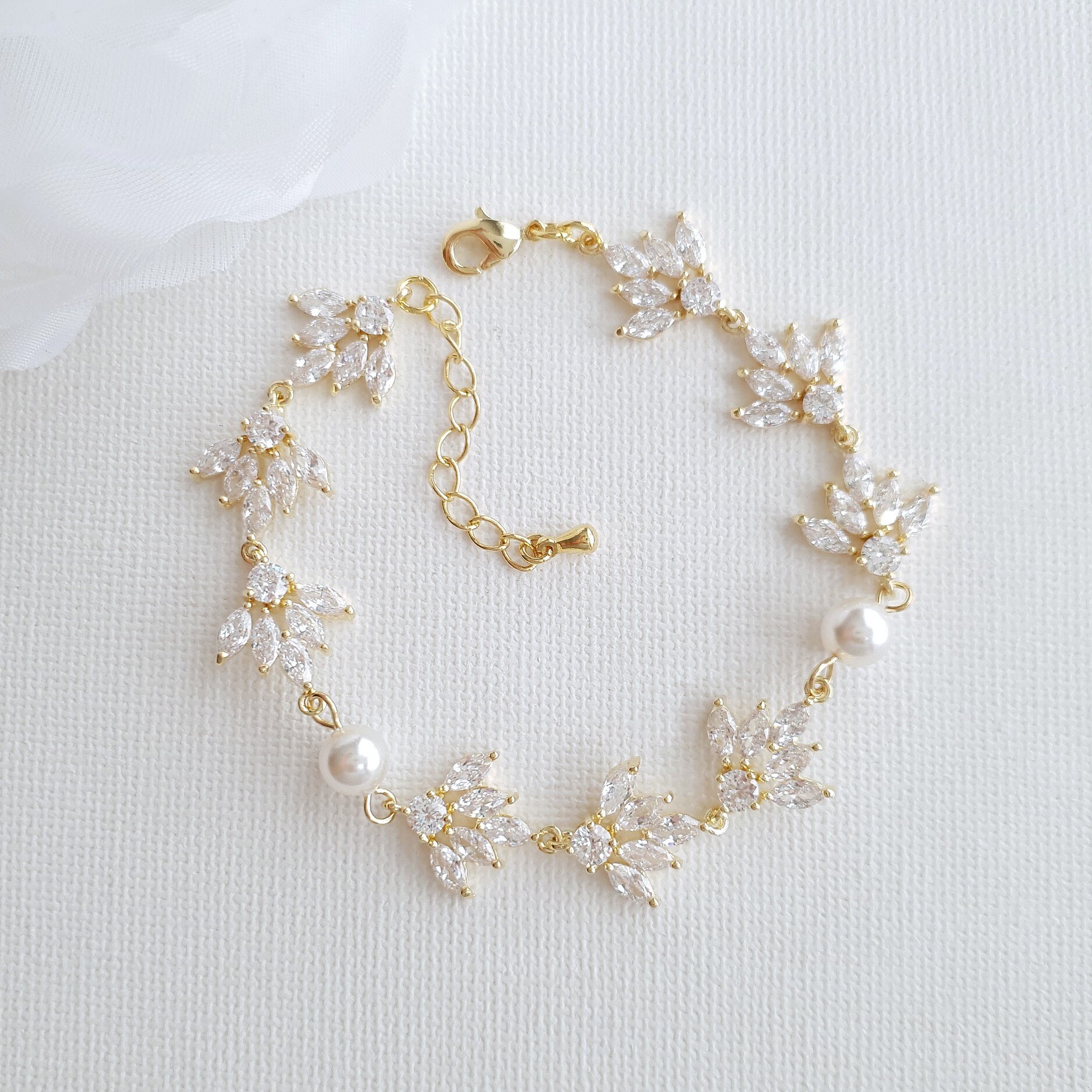Bridal Bracelet Gold Wedding Jewelry Crystal Bride Bracelet | Etsy