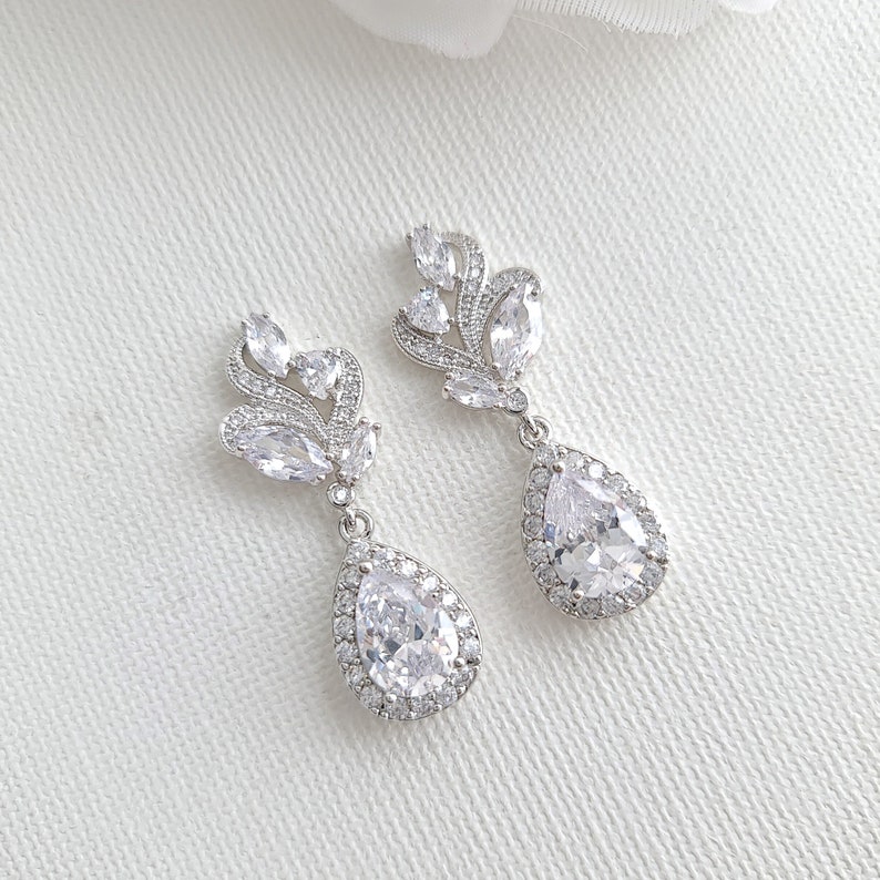 Wedding Earrings Crystal Drop Bridal Earrings Bridal Etsy