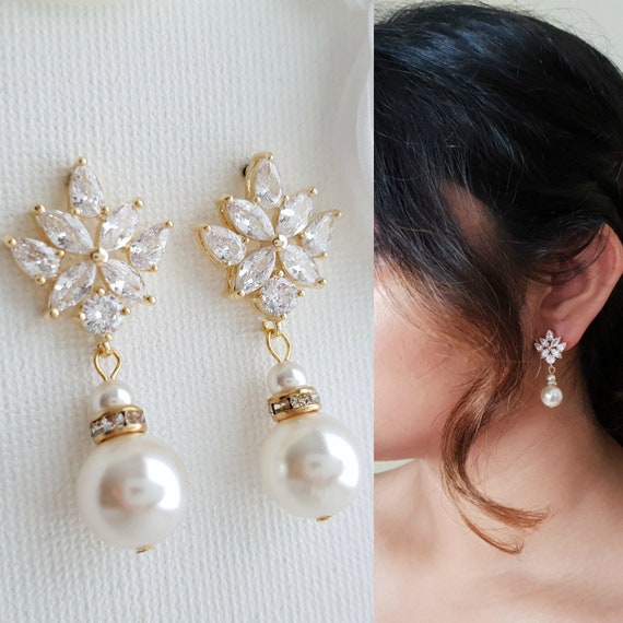 wedding pearl earrings for brides