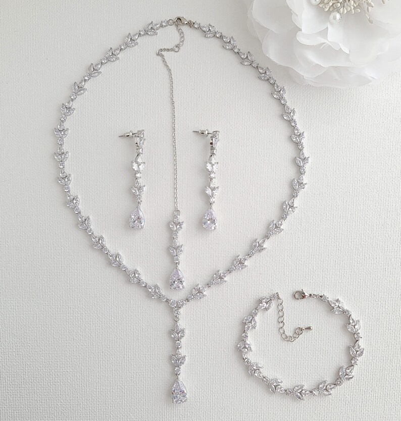 Rose Gold Jewelry Set for Brides Wedding Necklace Set With Etsy