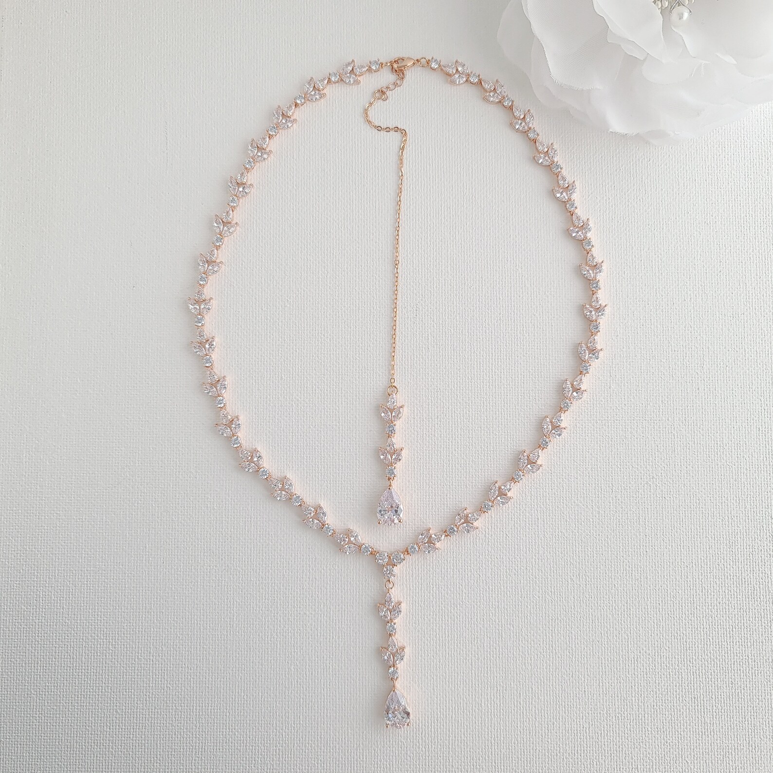 Rose Gold Jewelry Set for Brides Wedding Necklace Set With Etsy