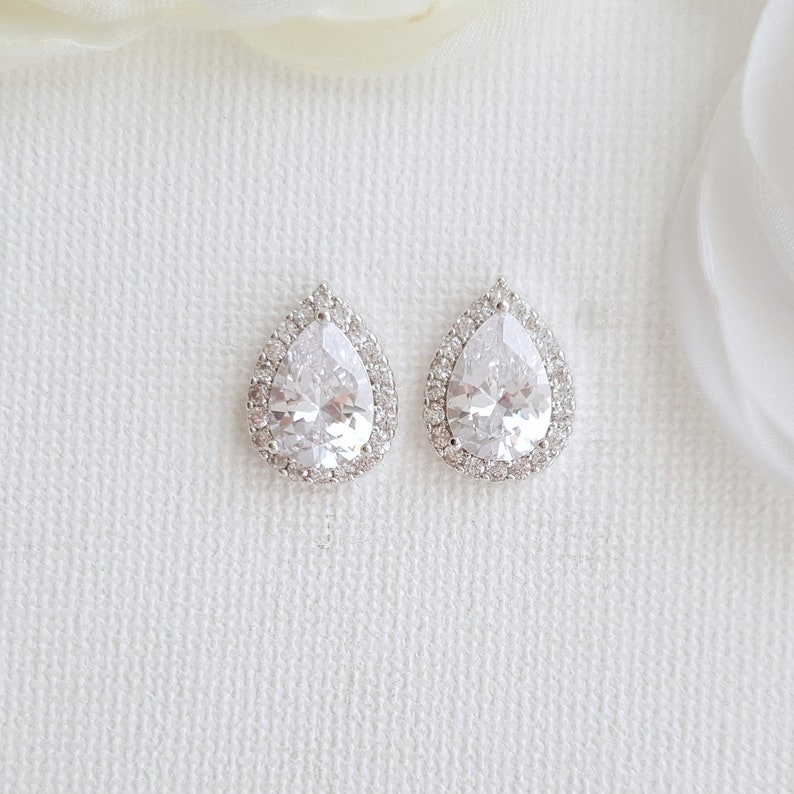 Crystal Stud Earrings Bridal Earrings Wedding Stud Earrings Etsy