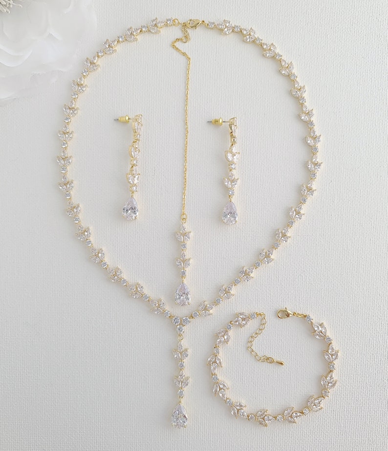 Rose Gold Jewelry Set for Brides Wedding Necklace Set With Etsy