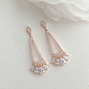 Rose Gold Bridal Earrings, Drop Crystal Earrings, Wedding Earrings, Earrings and Necklace Set, Wedding Earrings for Bride, Sydney