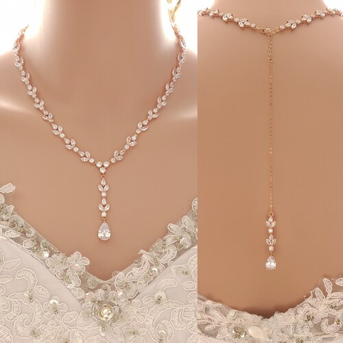 Amazon.com: Mariell Rose Gold Wedding Necklace & Earrings Jewelry Set with  Freshwater Pearl for Bridesmaids & Brides: Clothing, Shoes & Jewelry