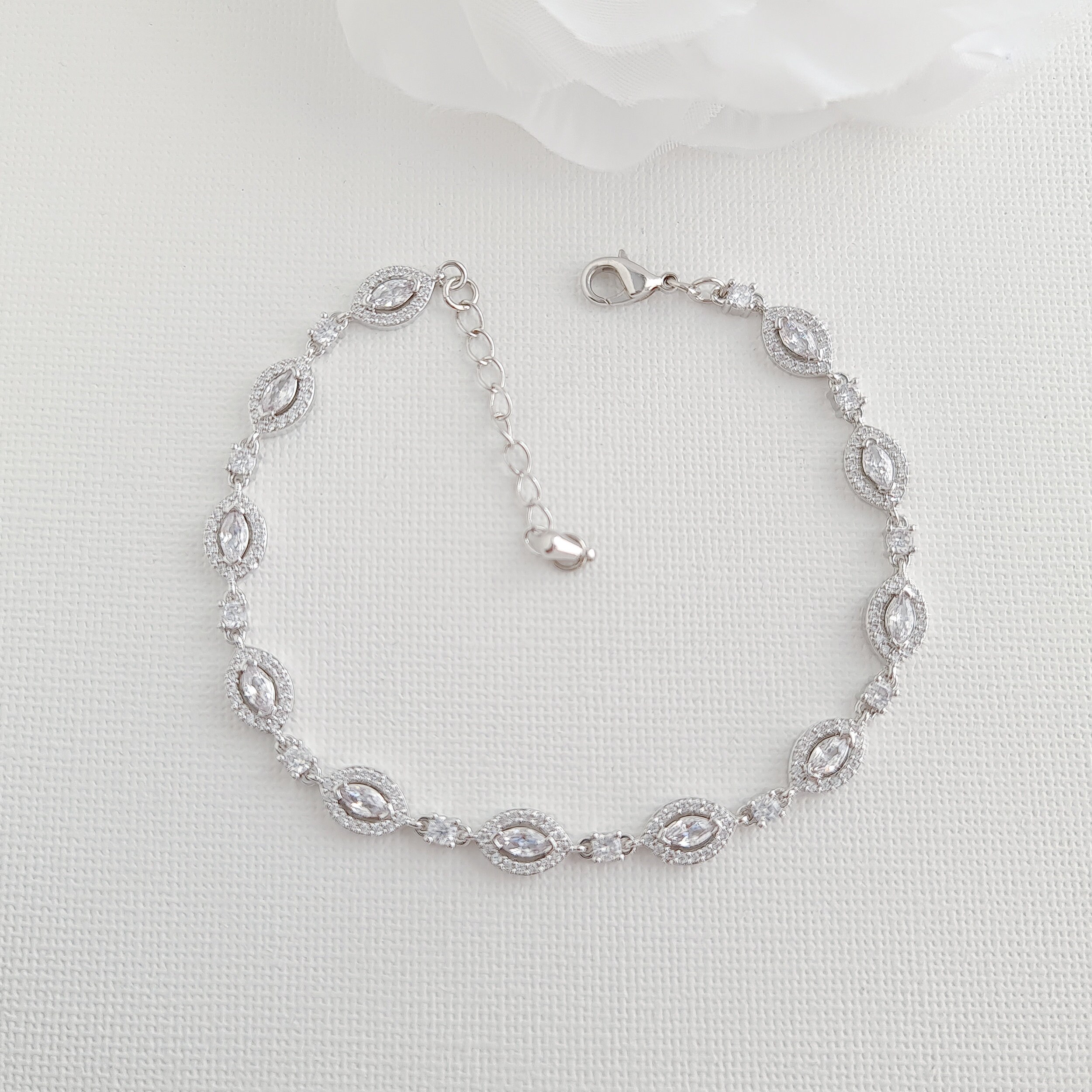 Dainty Bridal Bracelet Silver Wedding 