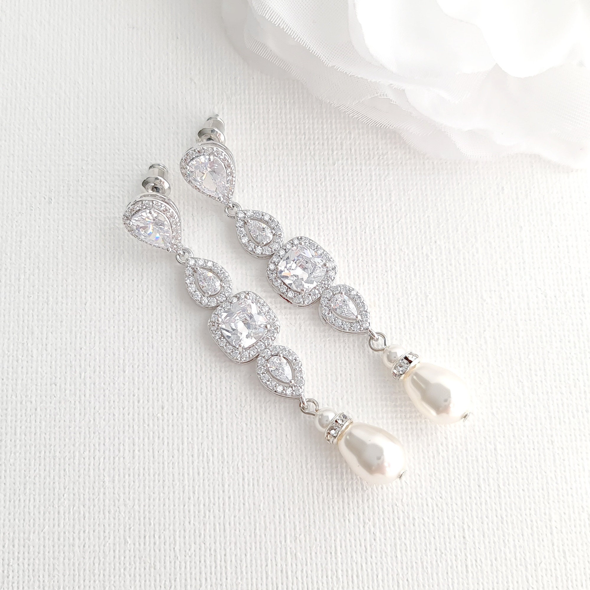 Dangly Long Pearl Drop Earrings for Your Wedding Day-Poetry Designs –  PoetryDesigns