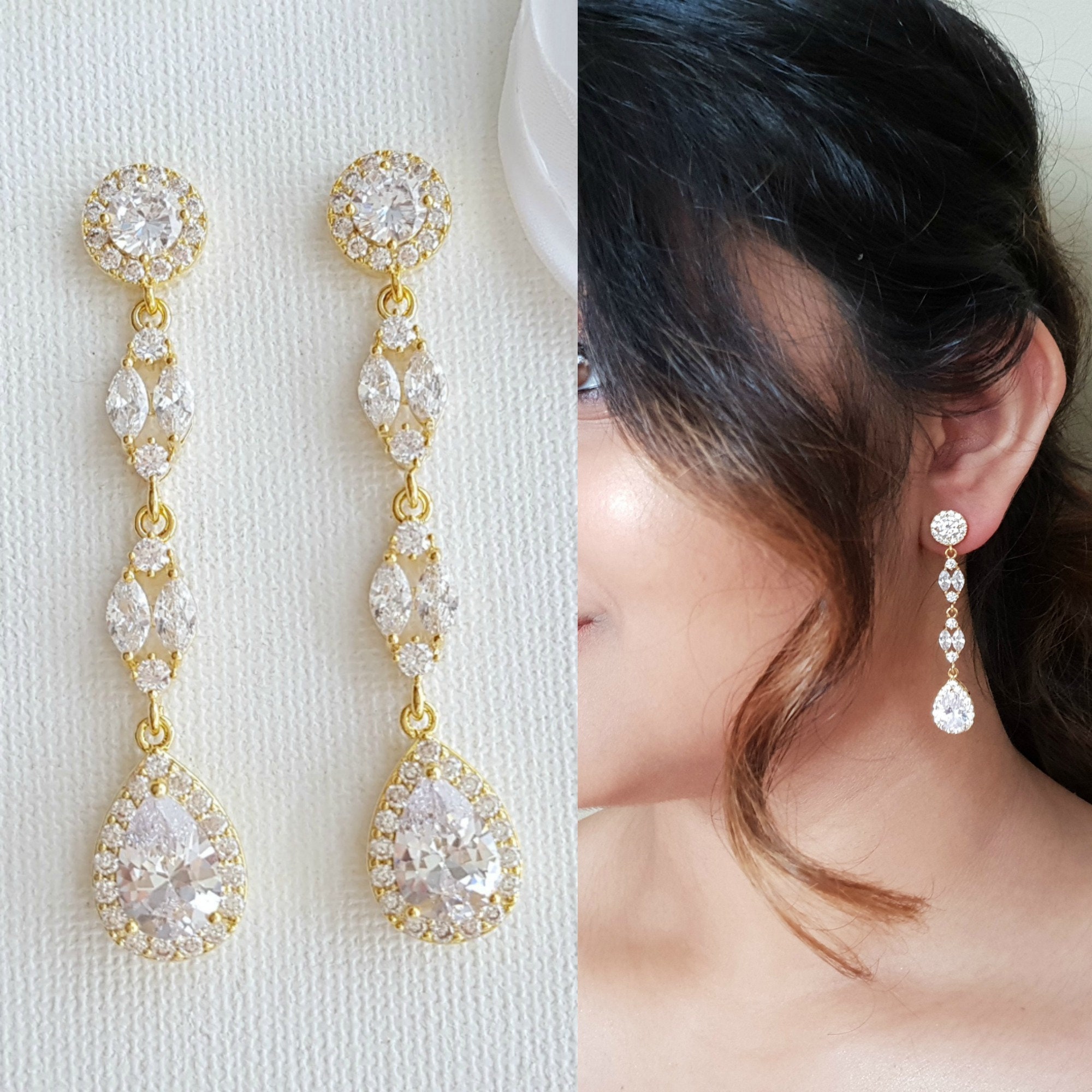 Bridal Chandelier Earrings with Pearls – JazzyAndGlitzy