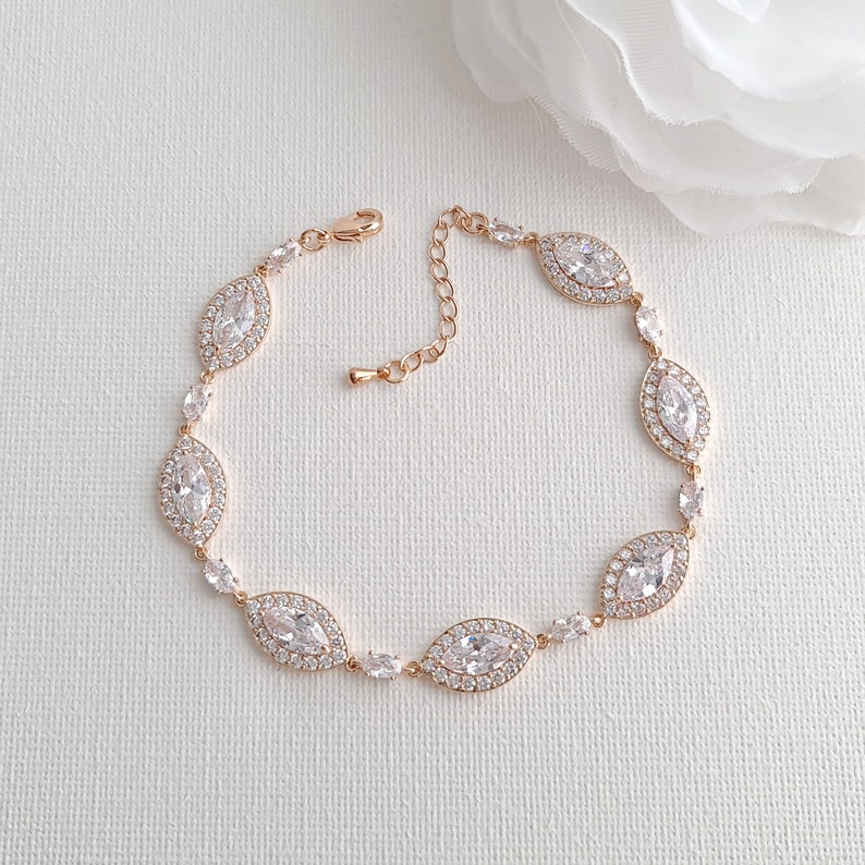 Crystal Bridal Bracelet Silver Marquise Wedding Bracelet for Etsy