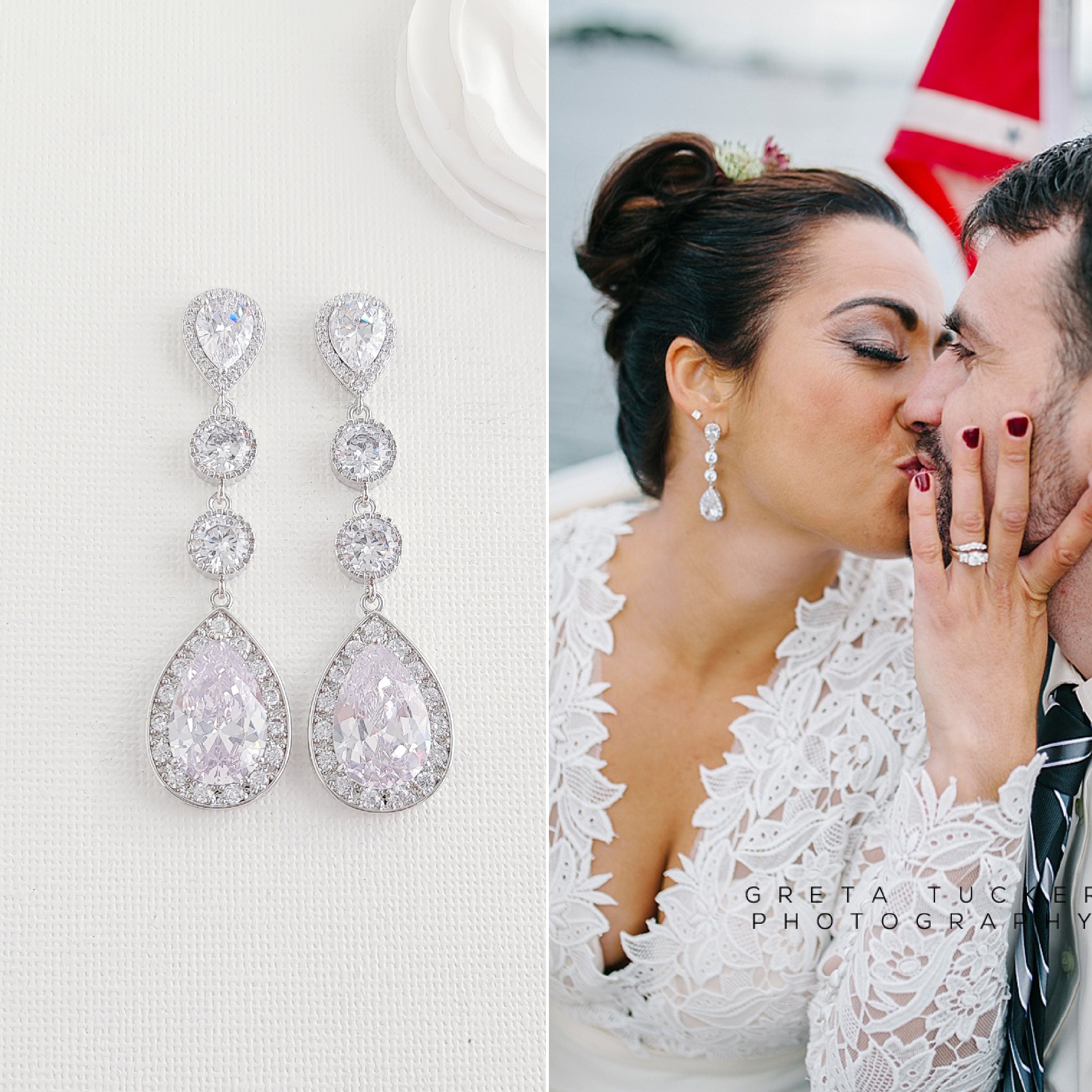 paleta Contiene desconcertado Pendientes de novia largos pendientes de boda en zirconia - Etsy España