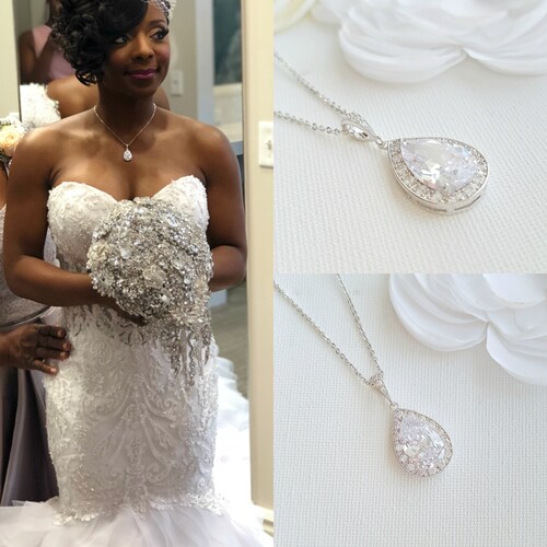 Teardrop Wedding Necklace for Brides 